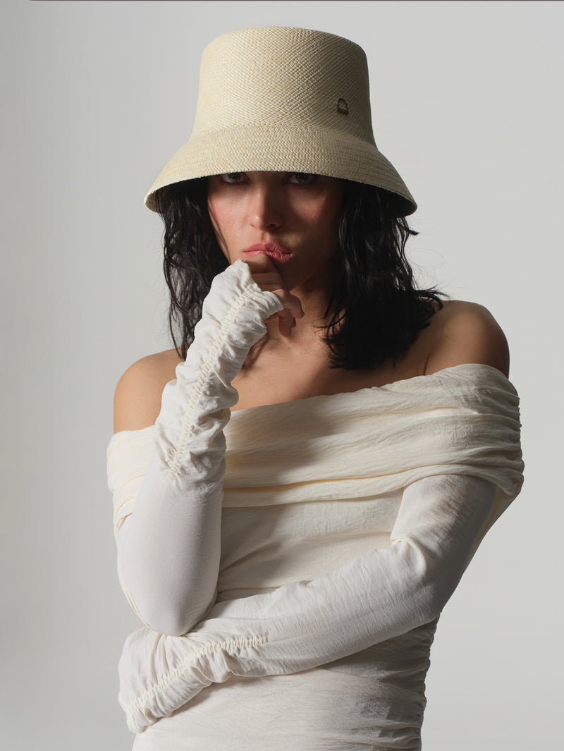 Horse Stirrup-Adorned Natural Bucket Hat