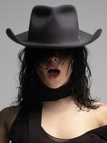 Horse Stirrup-Adorned Graphite Cowboy Hat