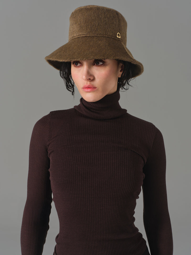 Horse Stirrup-Adorned Mohair Bucket Hat