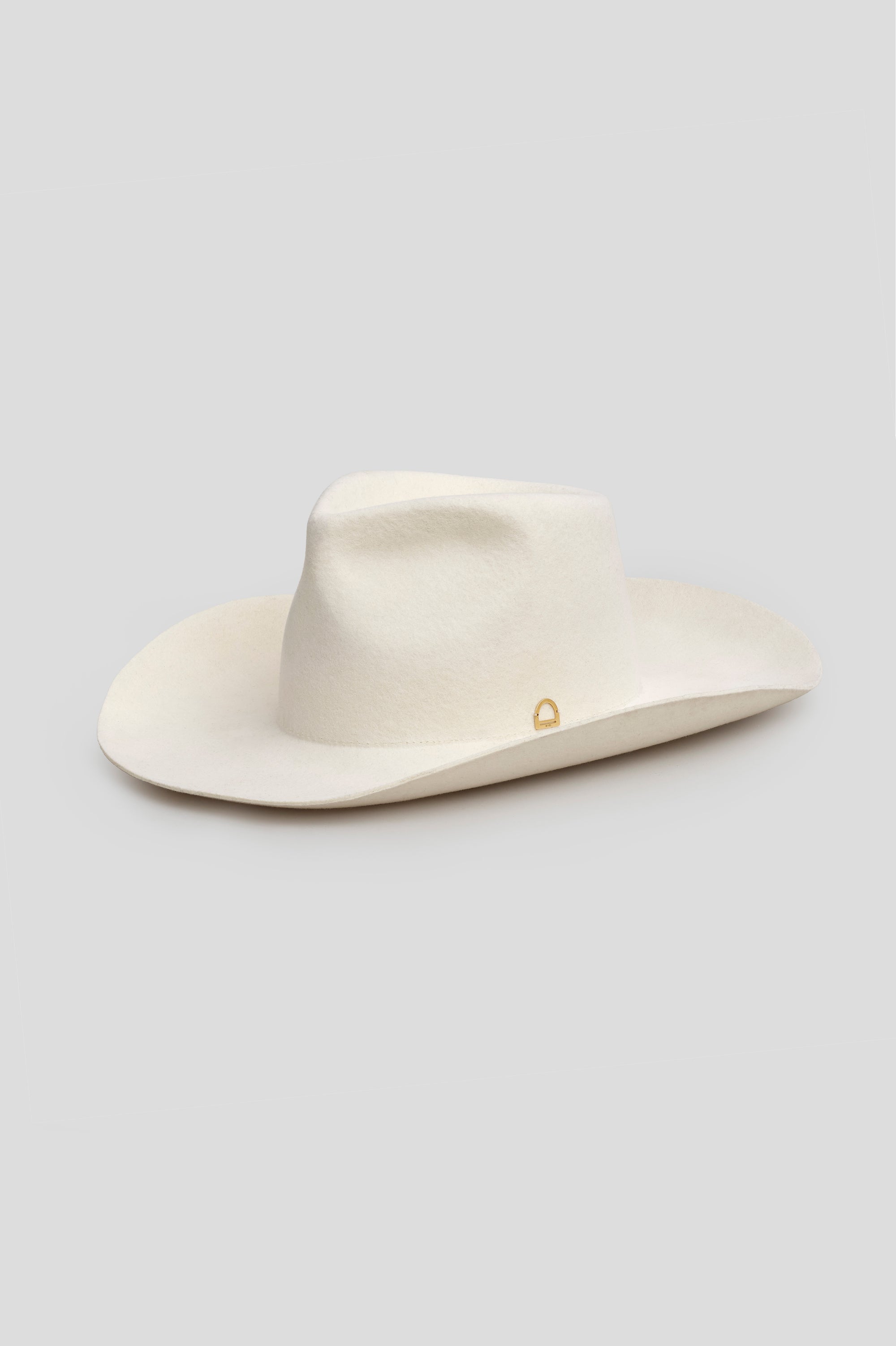 White Cowboy Hat - Gold Stirrup Accent