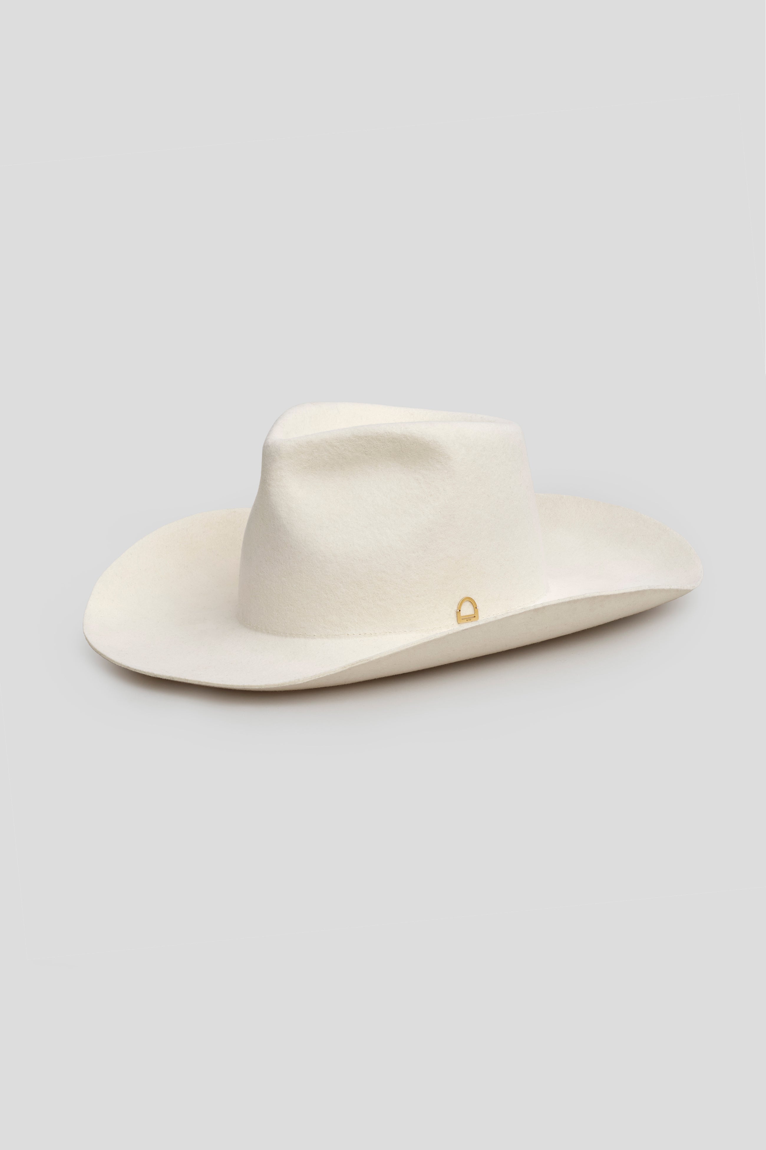 White Cowboy Hat - Gold Stirrup Accent
