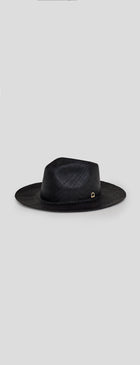 Black Panama Hat - Gold Stirrup Accent