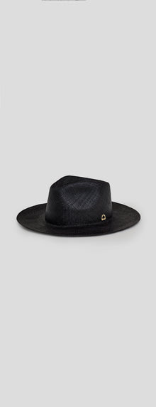 Black Panama Hat - Gold Stirrup Accent