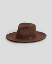Brown Fedora Hat - Gold Stirrup Accent