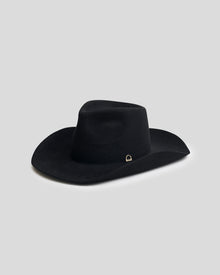 Black Cowboy Hat - Gold Stirrup Accent