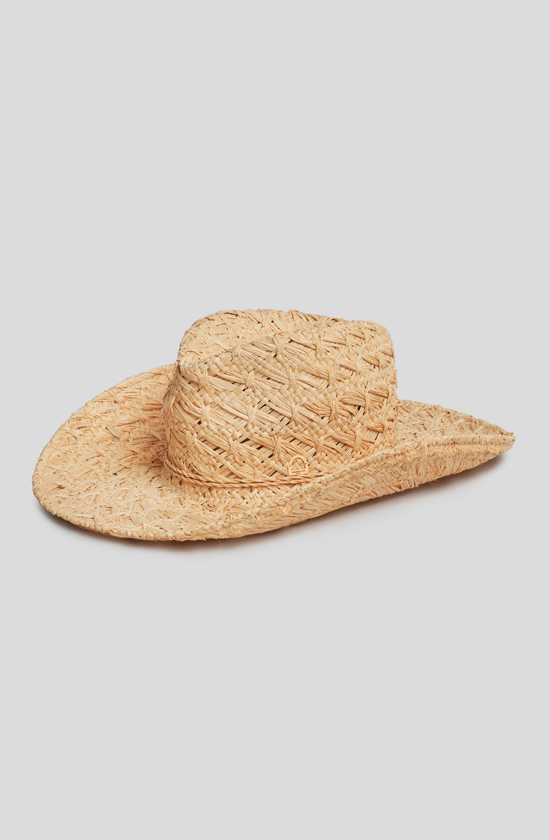 Straw Cowboy Hat - Gold Stirrup Accent