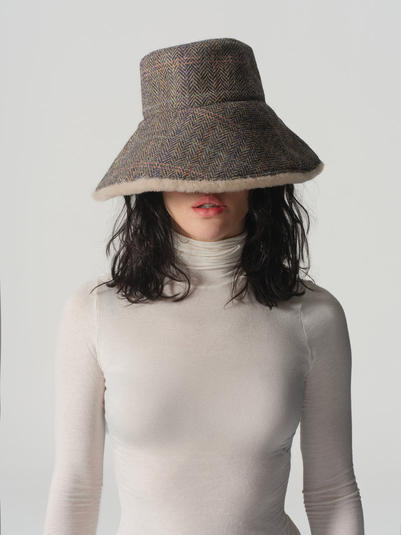 Tweed And Shearling Bucket Hat