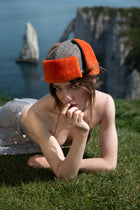 Tangerine Shearling Ushanka Hat