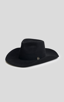 Black Cowboy Hat - Gold Stirrup Accent