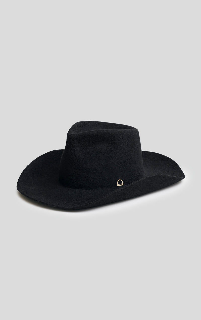 Black Cowboy Hat - Gold Stirrup Accent